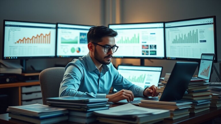 an entrepreneur sits at a sleek glass desk